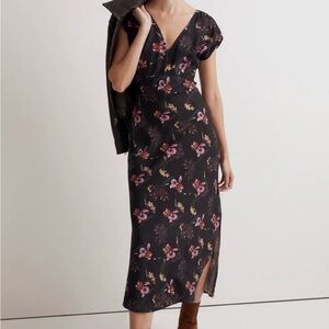 Madewell black floral midi-dress